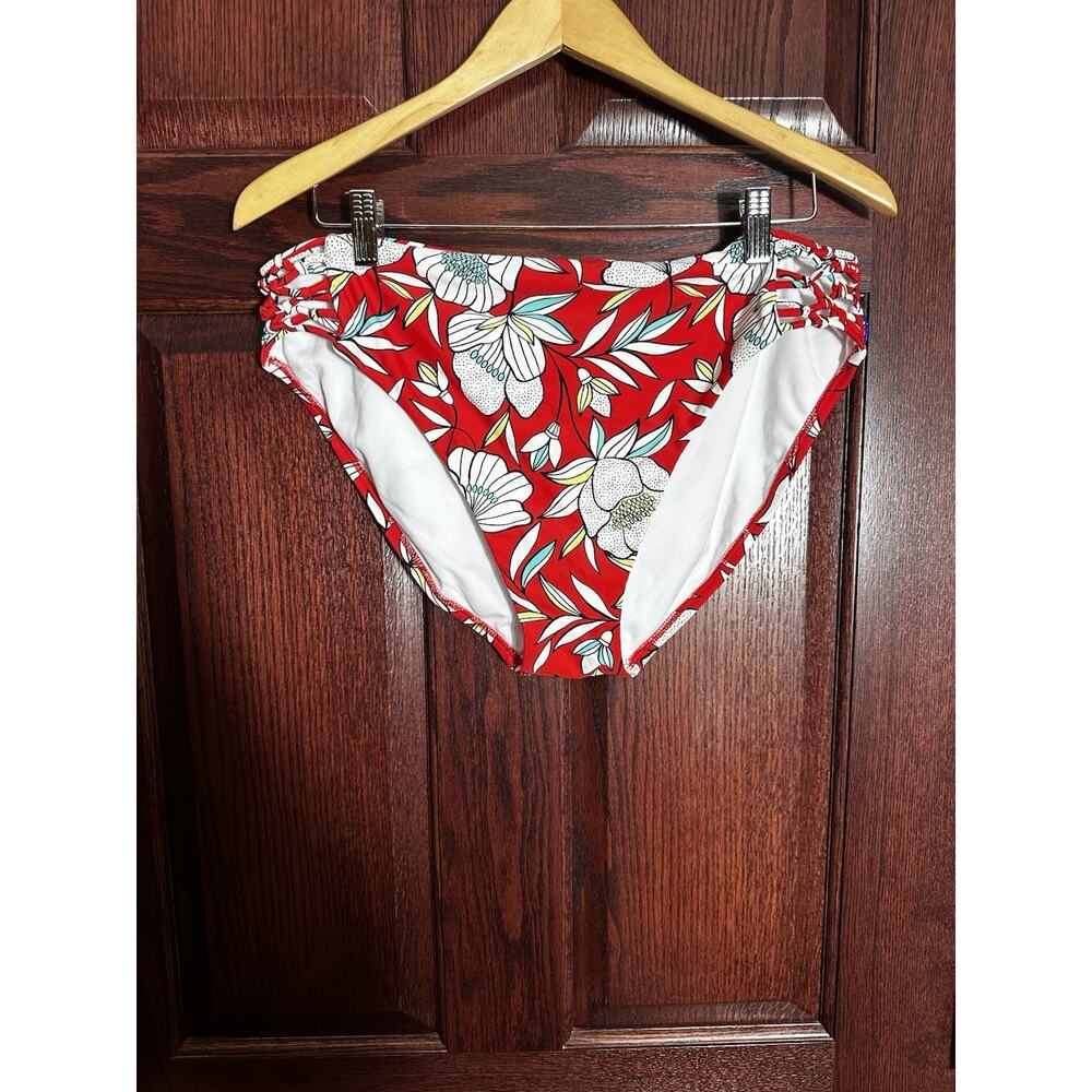 Swimsuits For All Red Floral Lace-Up Side Bikini Bottoms Size 18 NWT